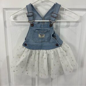 OshKosh‎ B'gosh Light Blue Denim Overalls Star Tulle Skirt